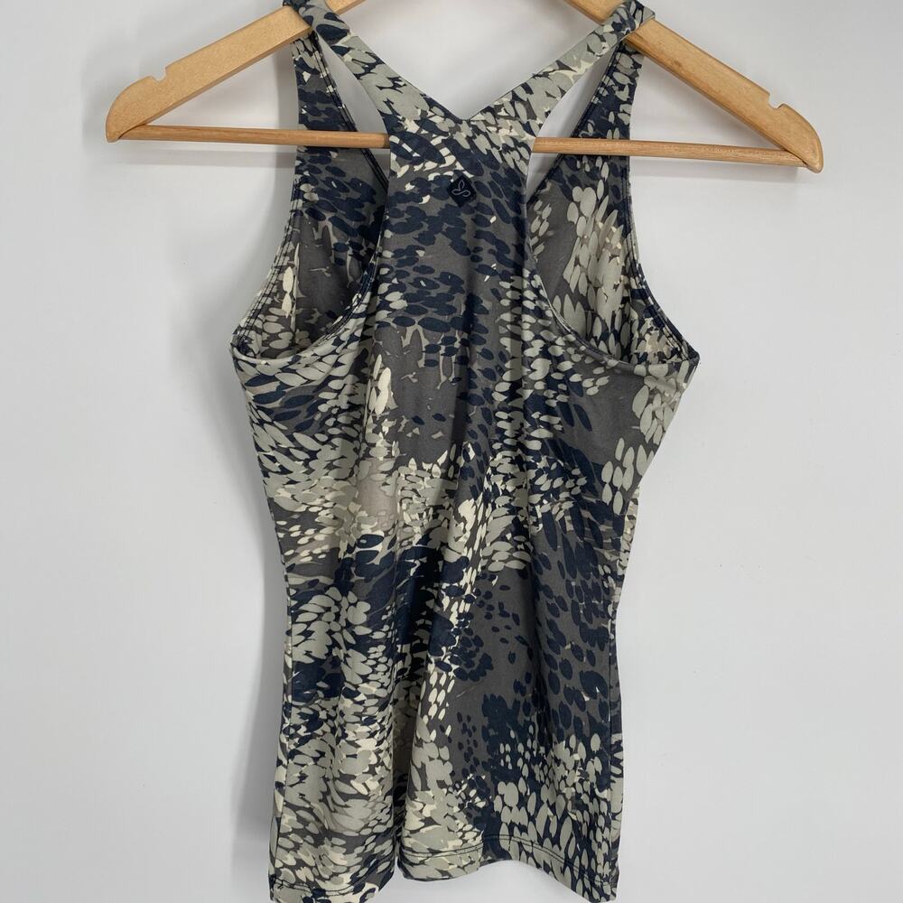 PrAna Tank Top Womens XS Green & Gray Confetti Print Athleisure Gorpcore Workout